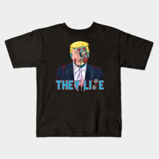 They Lie Political Parody Cartoon Zombie Skull Face Alien Trump Kids T-Shirt